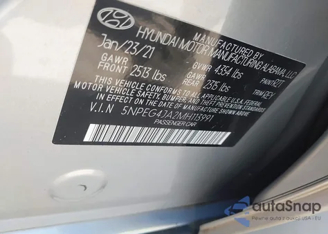 2021 Hyundai Sonata Se from USA, damaged, VIN 5NPEG4JA2MH113991